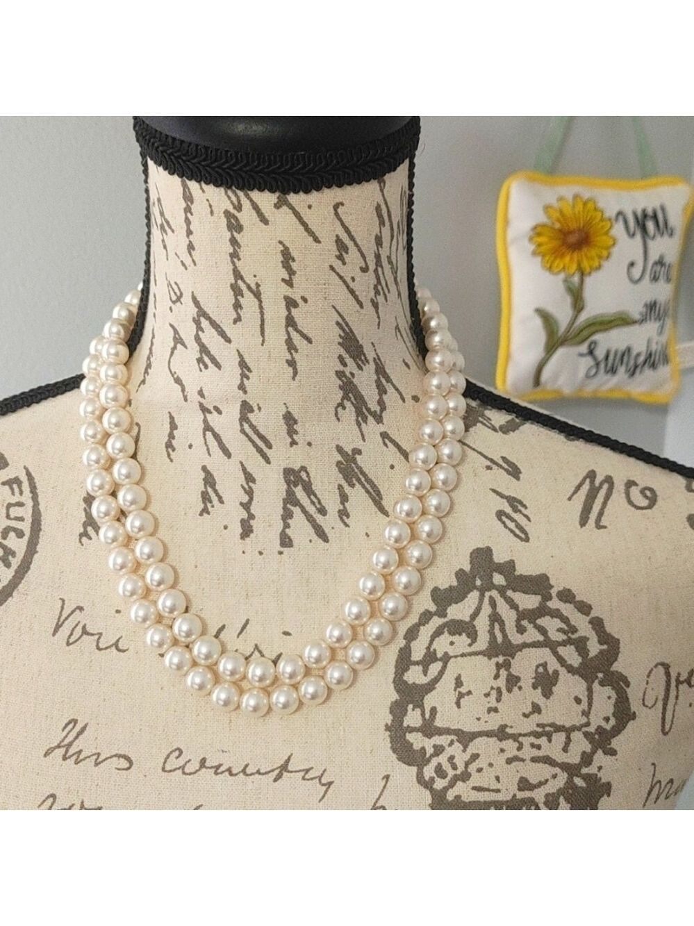Vintage Pristine Roman Double Strand Faux Pearl Necklace